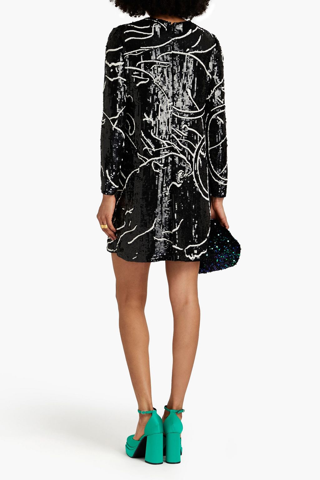 VALENTINO GARAVANI Embellished silk-georgette mini dress