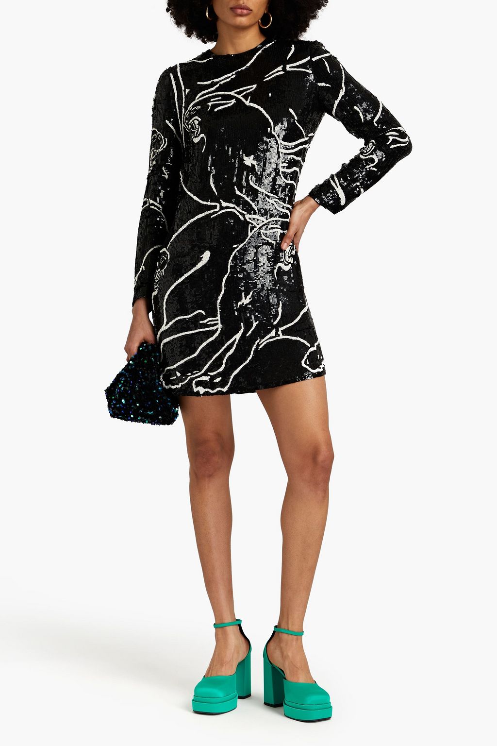 VALENTINO GARAVANI Embellished silk-georgette mini dress