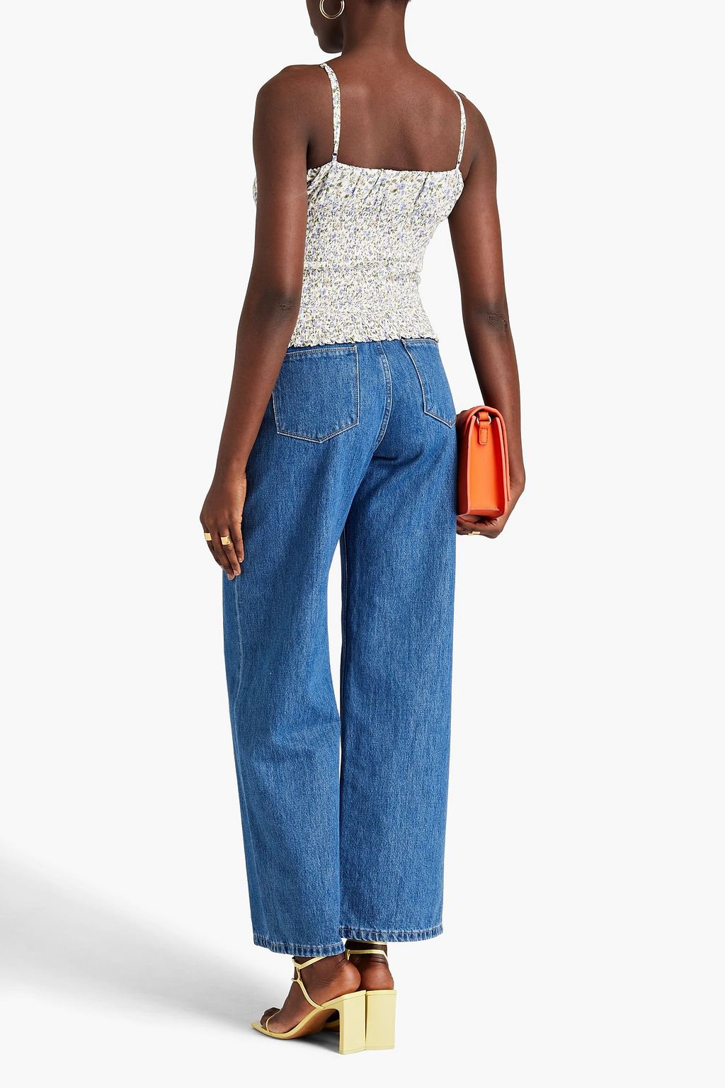 REFORMATION Carine shirred floral-print crepe top