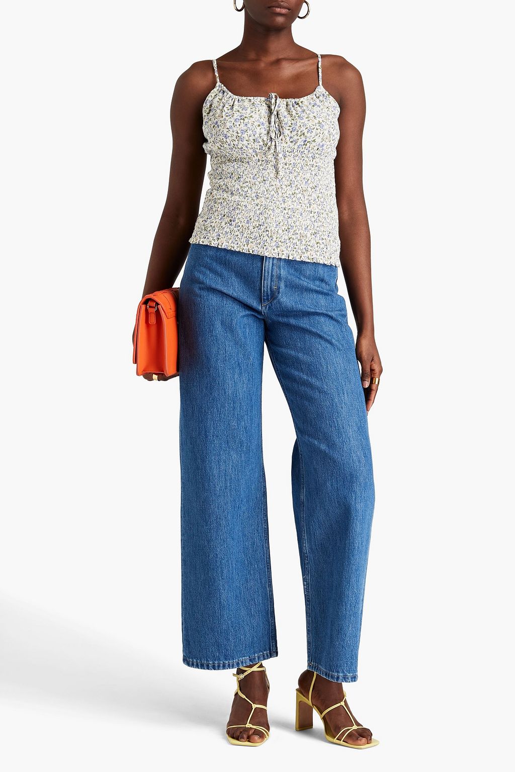REFORMATION Carine shirred floral-print crepe top