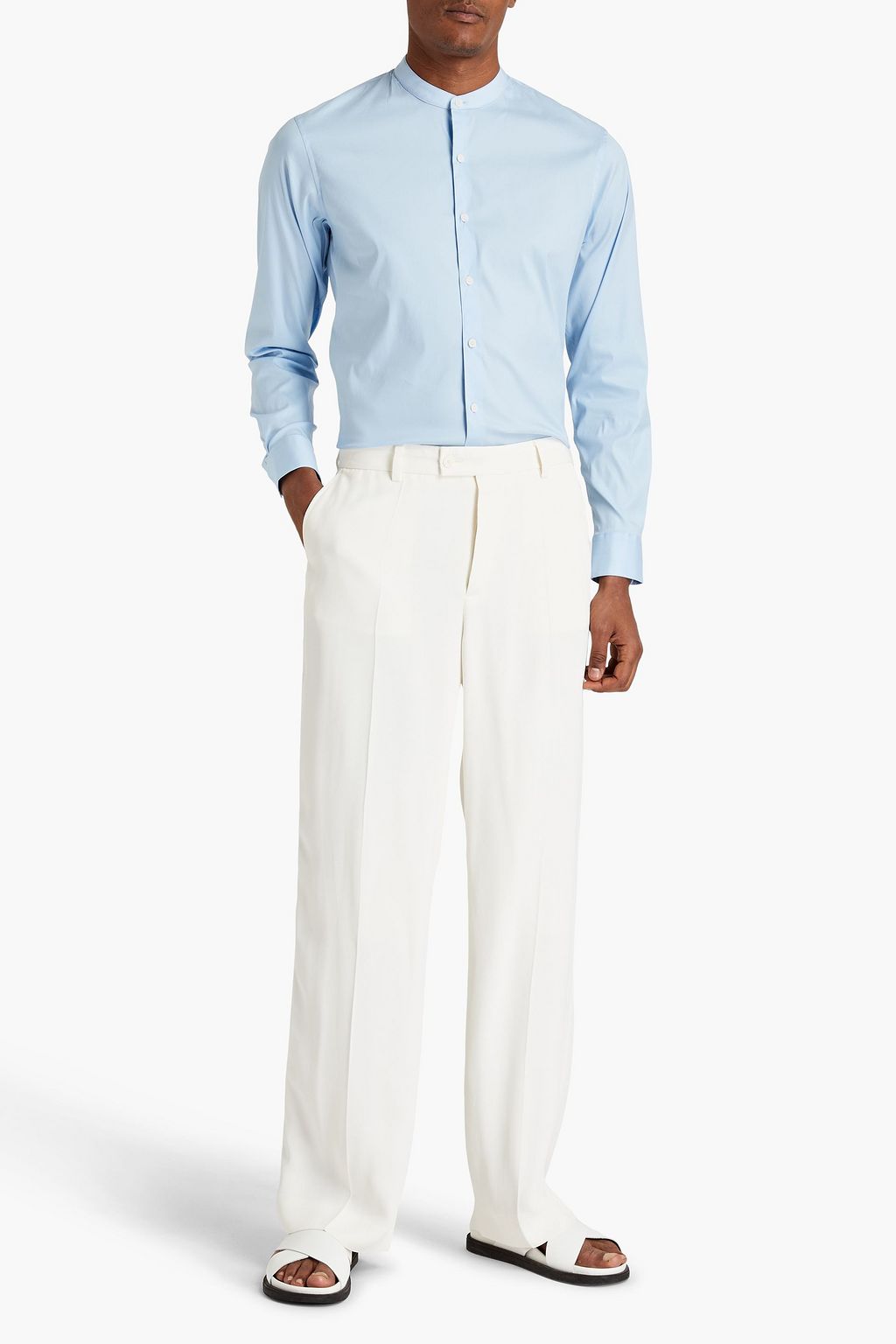 SANDRO Cotton-blend poplin shirt