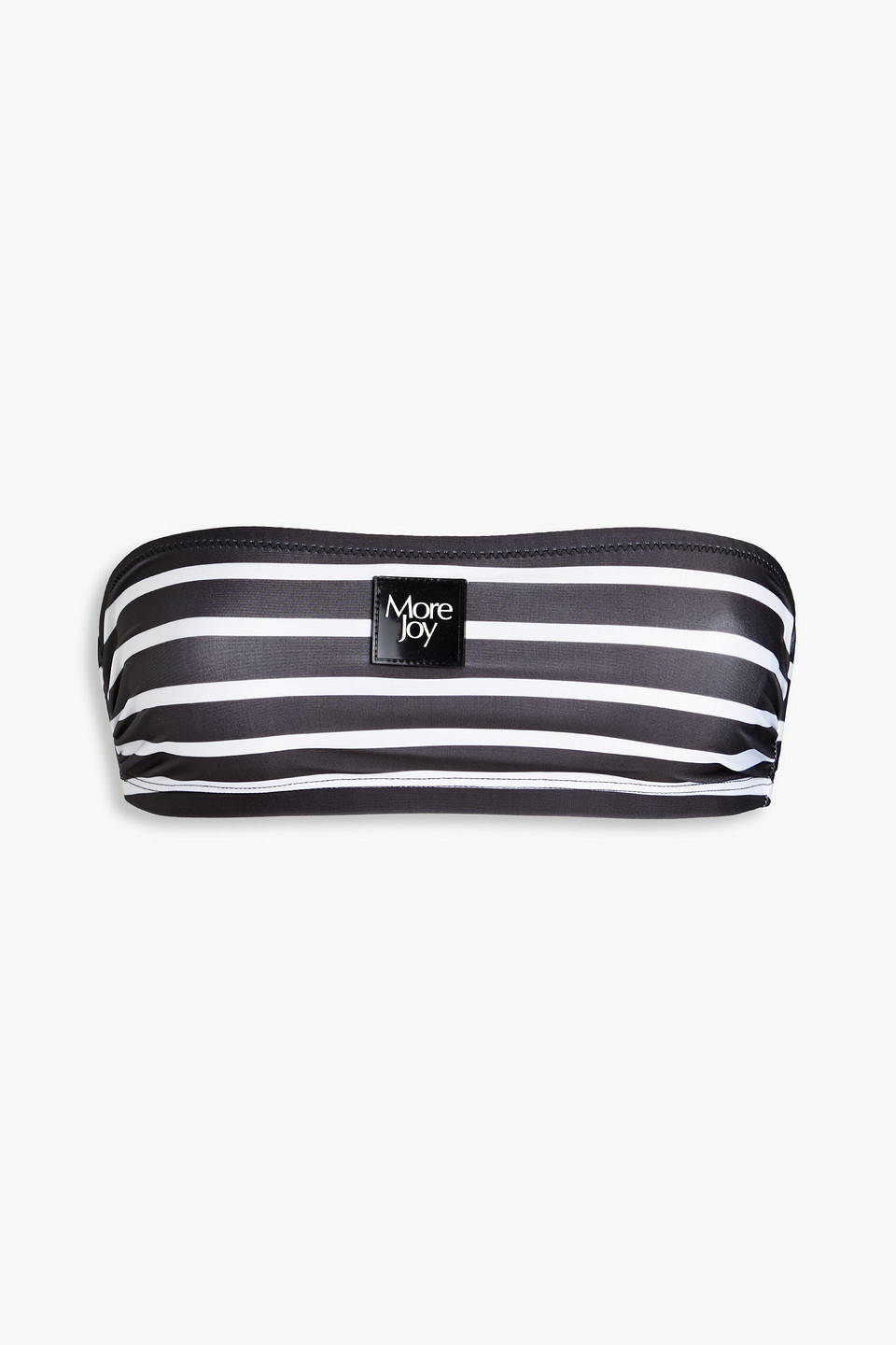 More Joy Striped Bandeau Bikini Top In Black