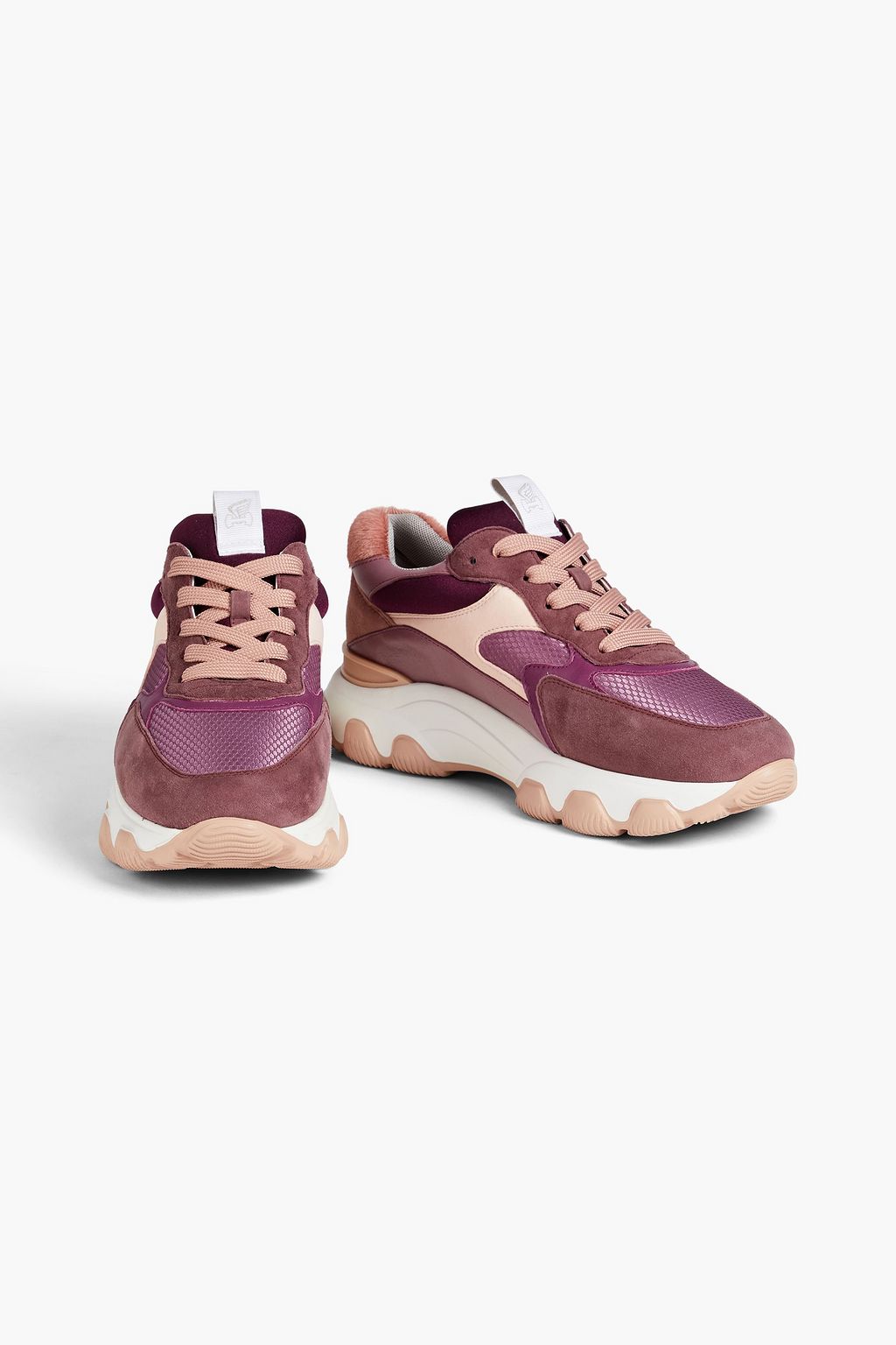 HOGAN Mesh-trimmed leather and suede sneakers