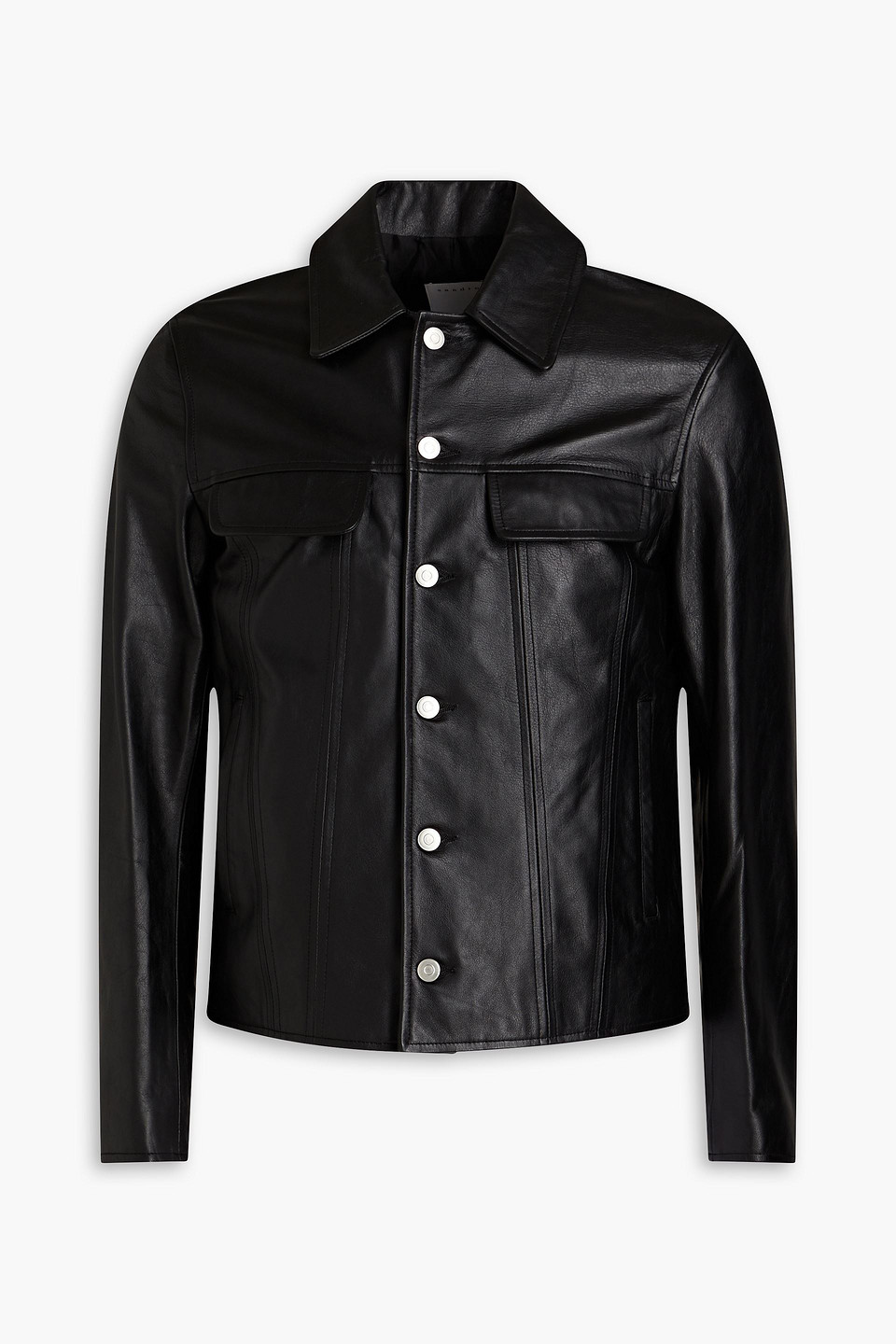 Sandro Leather Jacket In Black