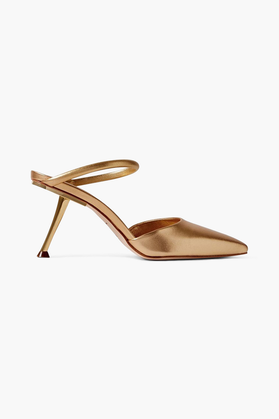 Cult Gaia Tasha Metallic Stiletto Mule Pumps In Gold