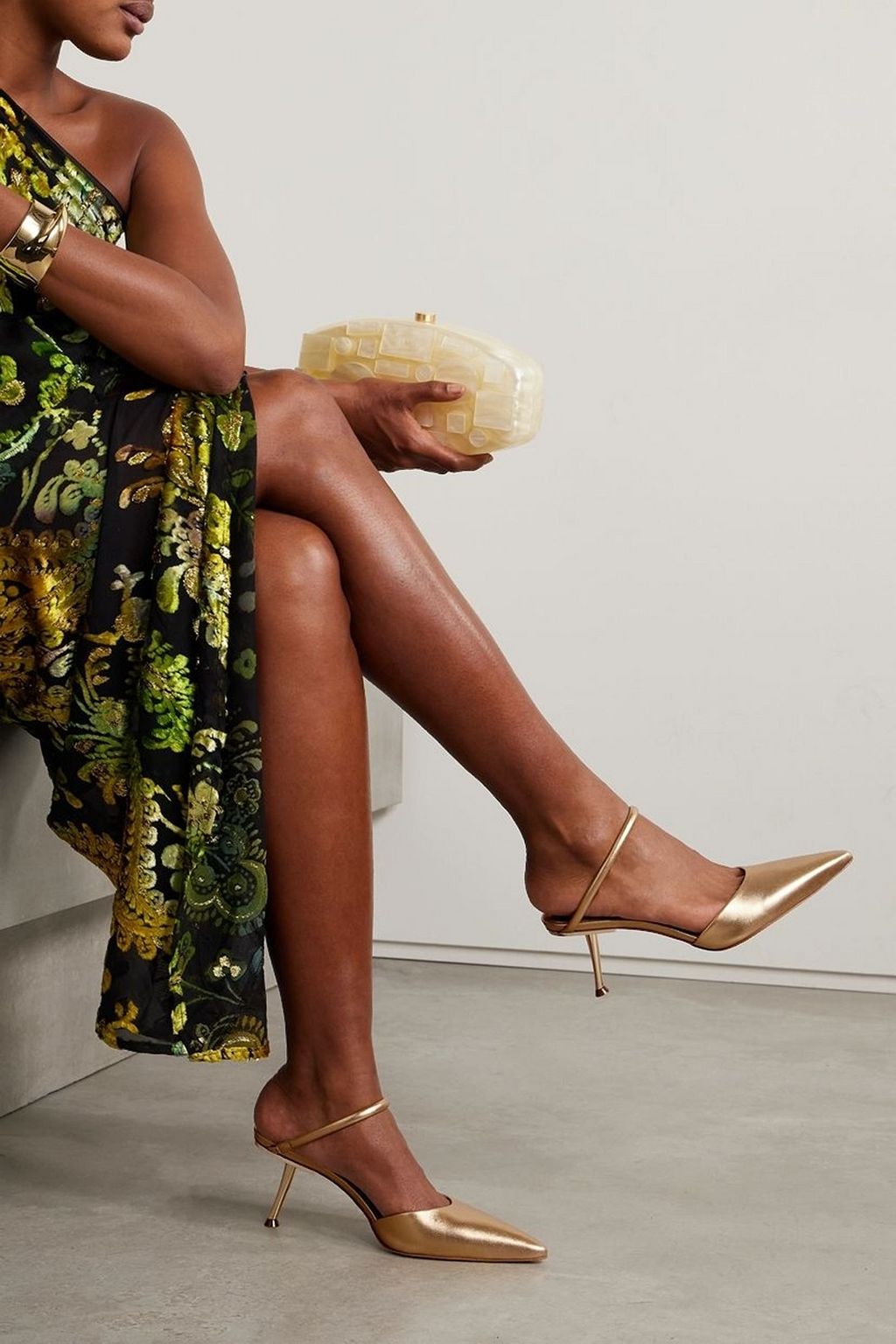 CULT GAIA Tasha metallic leather mules