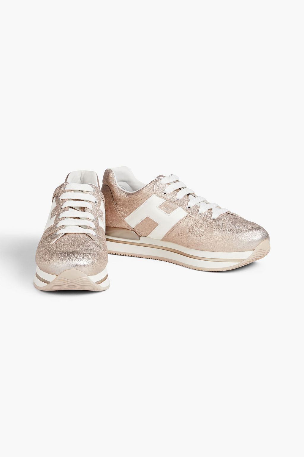 HOGAN Metallic leather sneakers