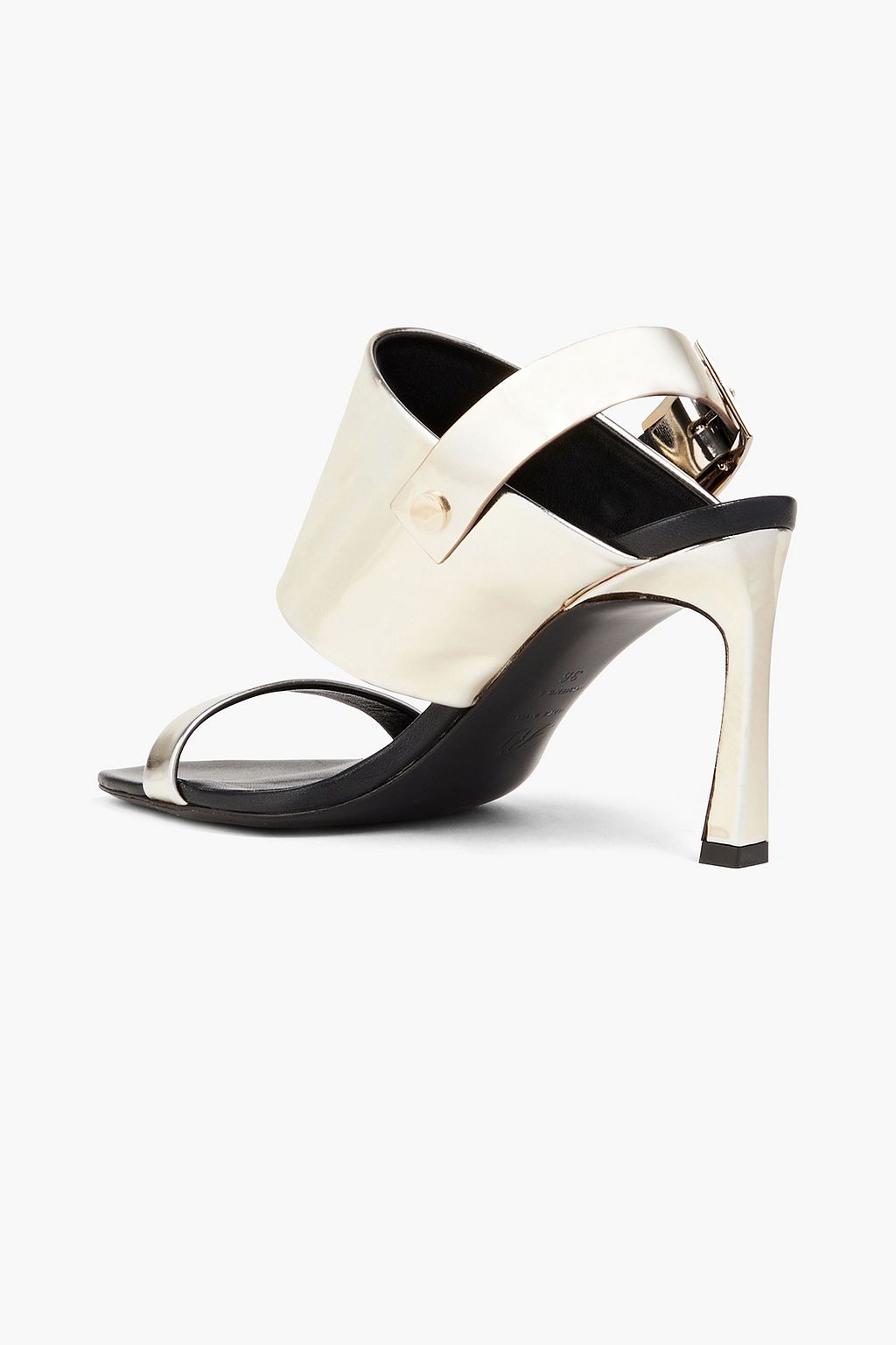 ROGER VIVIER Trompette metallic leather slingback sandals