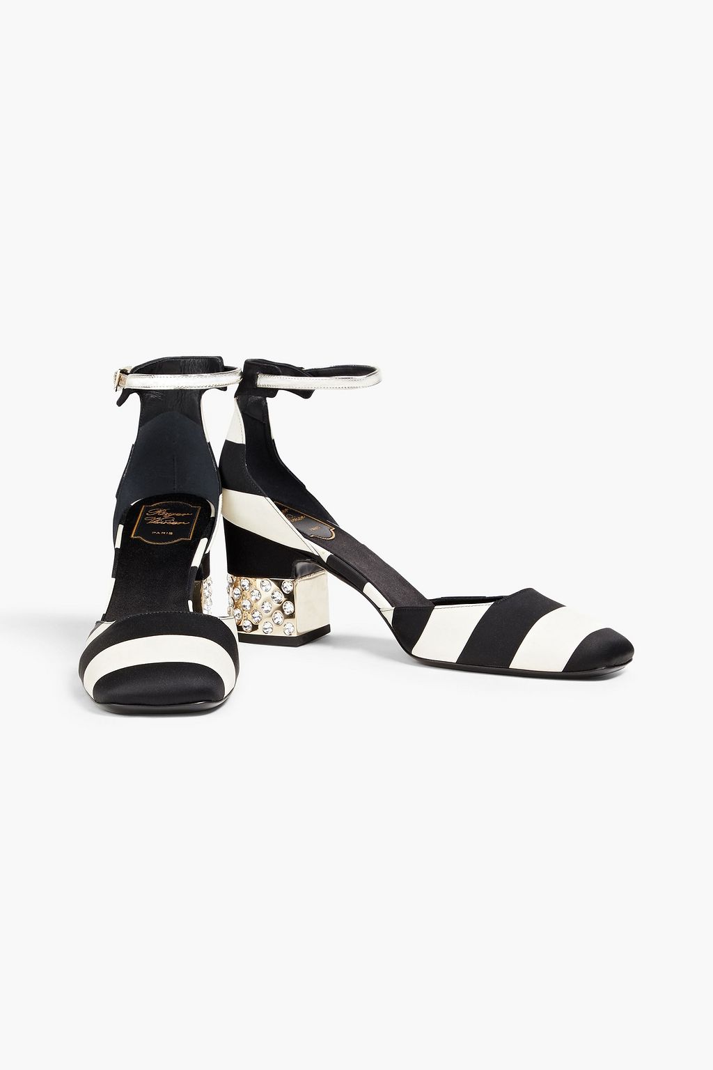 ROGER VIVIER Embellished striped satin pumps