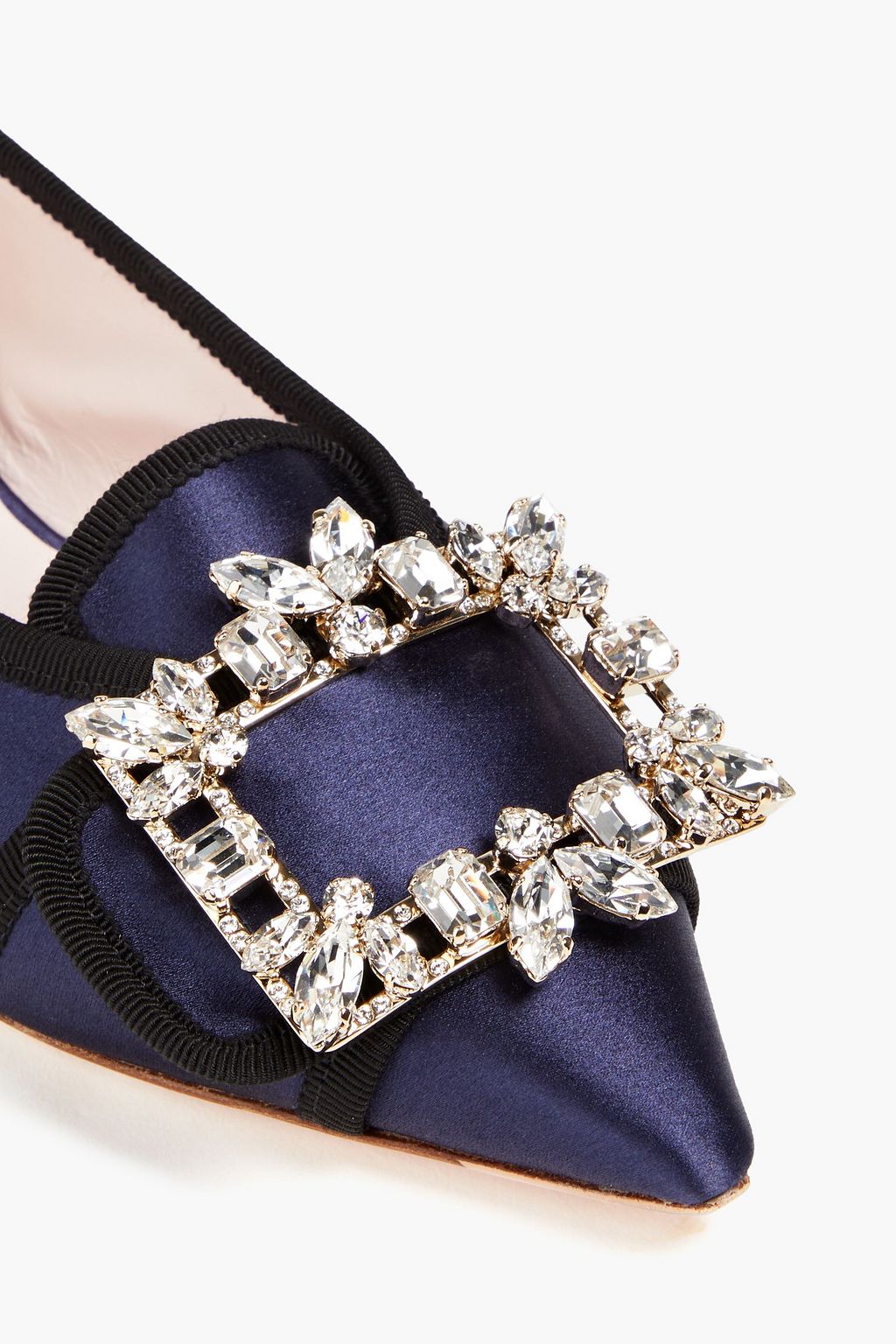 ROGER VIVIER Broche Vivier embellished satin point-toe flats