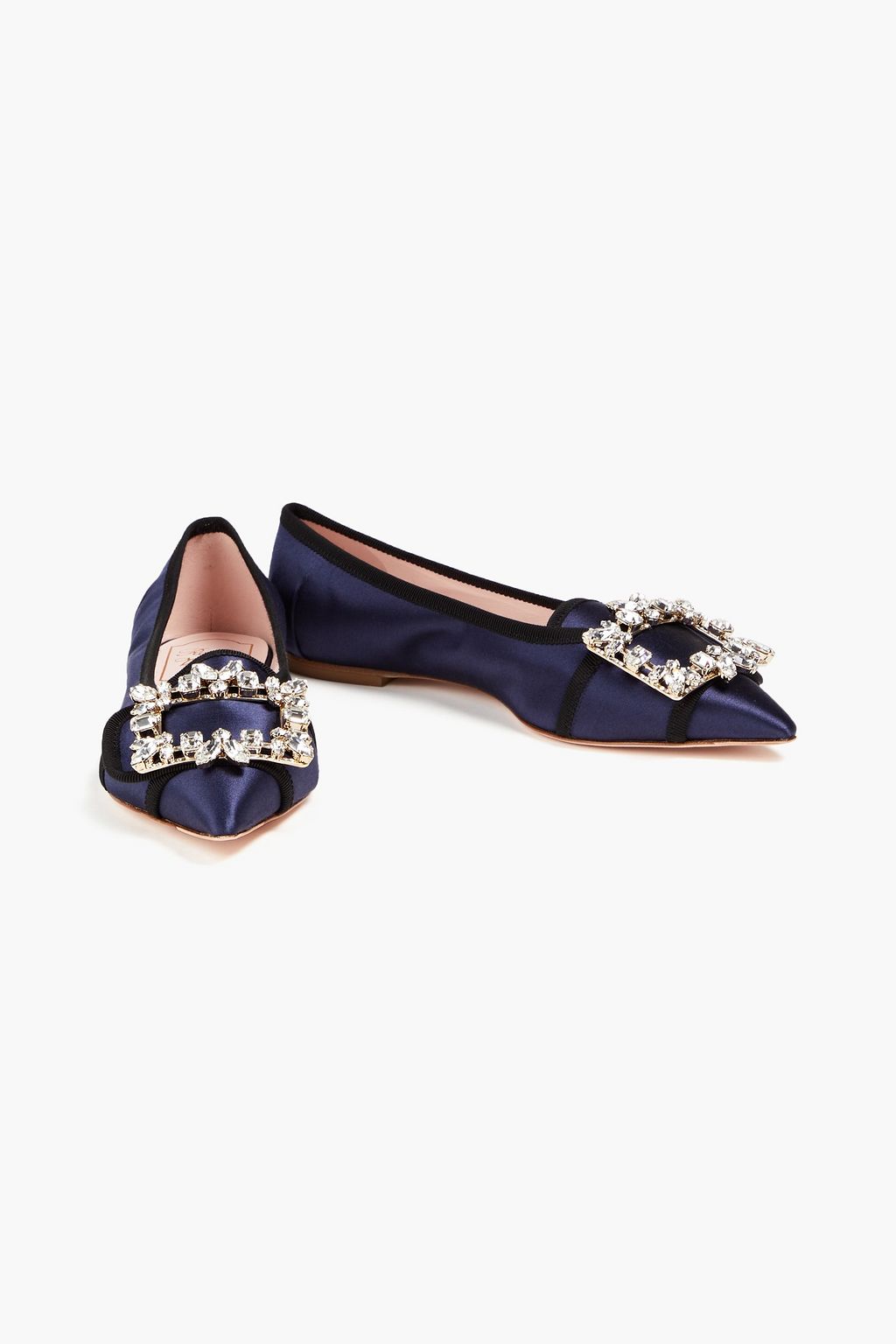 ROGER VIVIER Broche Vivier embellished satin point-toe flats