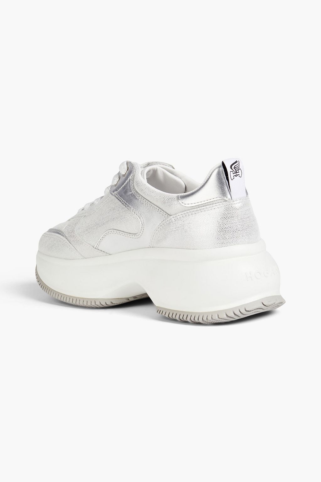 HOGAN Metallic textured-leather sneakers