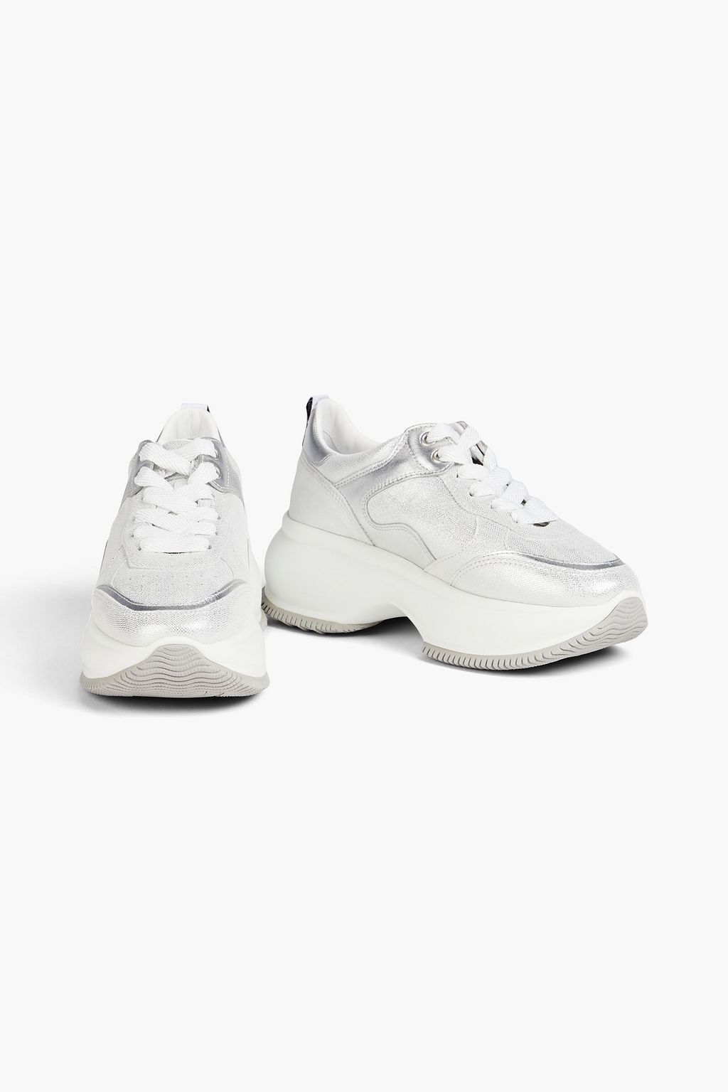 HOGAN Metallic textured-leather sneakers