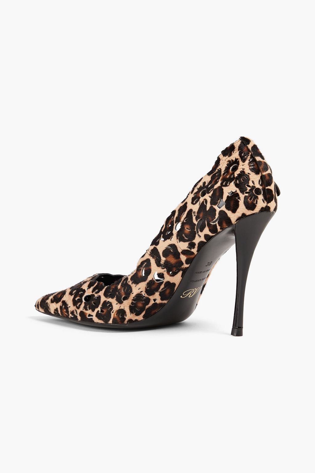 ROGER VIVIER カーフヘア パンプス スタッズ付き レオパードプリント レーザーカット