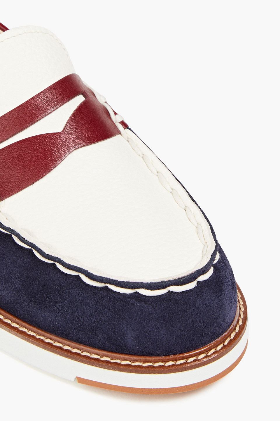 Tod's Loafers Aus Narbenleder Und Veloursleder In Colour-block-optik In Navy