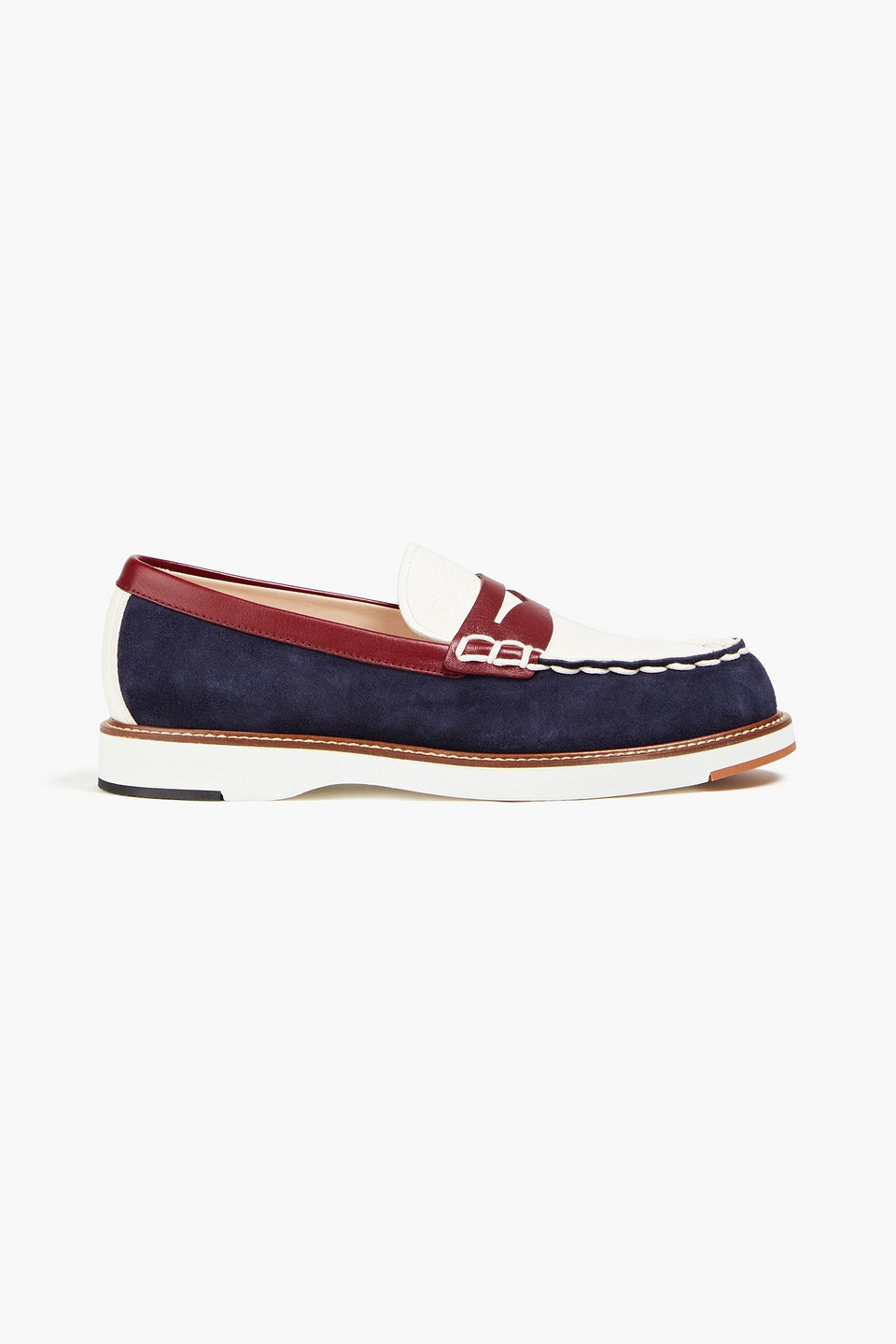 Tod's Loafers Aus Narbenleder Und Veloursleder In Colour-block-optik In Navy