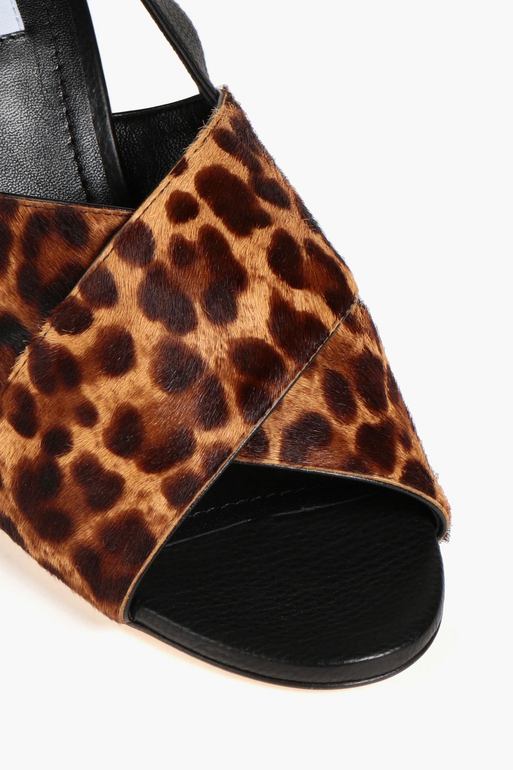 TOD'S カーフヘア&ペブル加工レザー スリングバックサンダル レオパードプリント