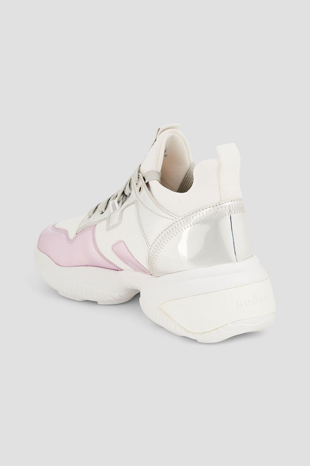HOGAN Mirrored faux leather and neoprene sneakers