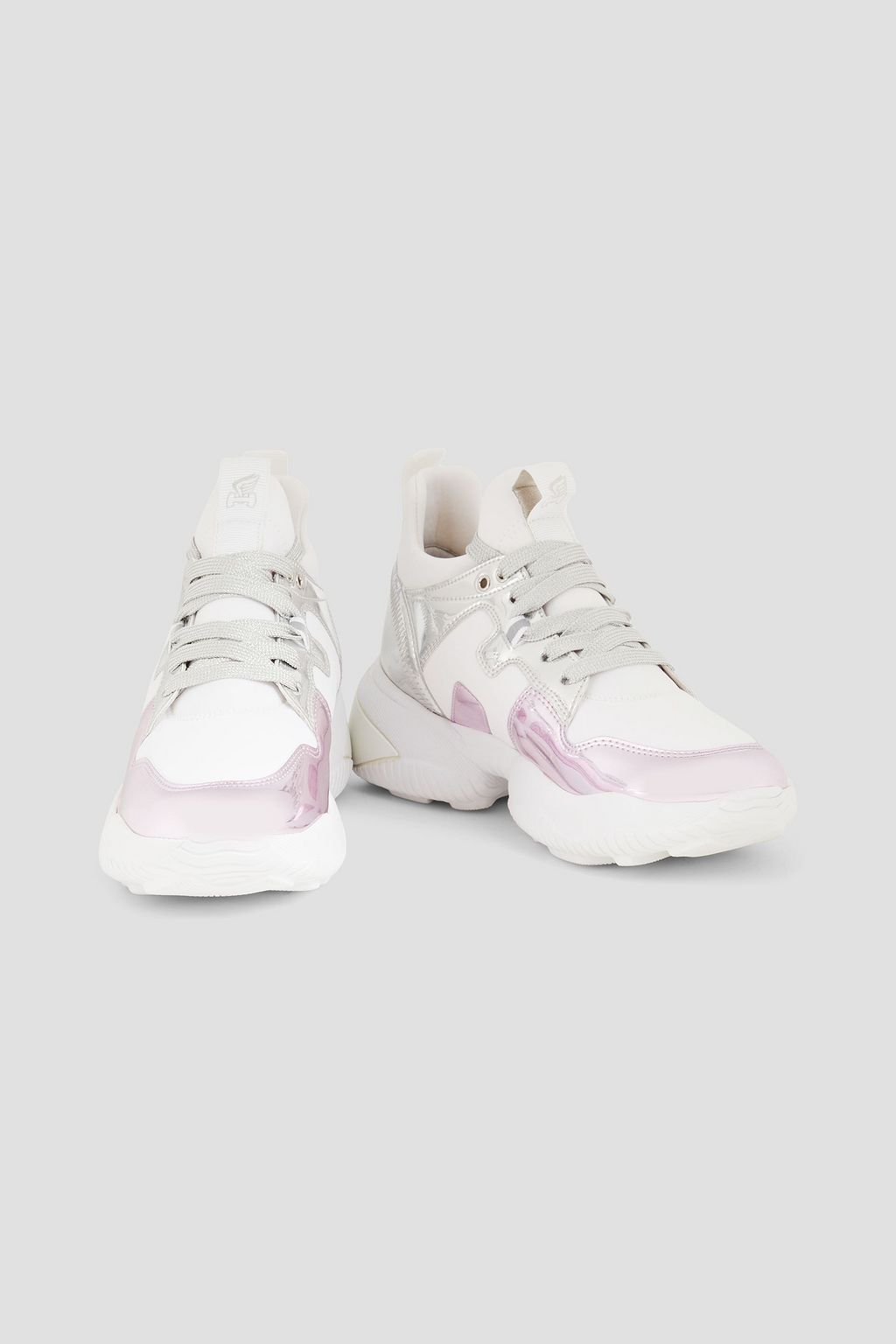 HOGAN Mirrored faux leather and neoprene sneakers