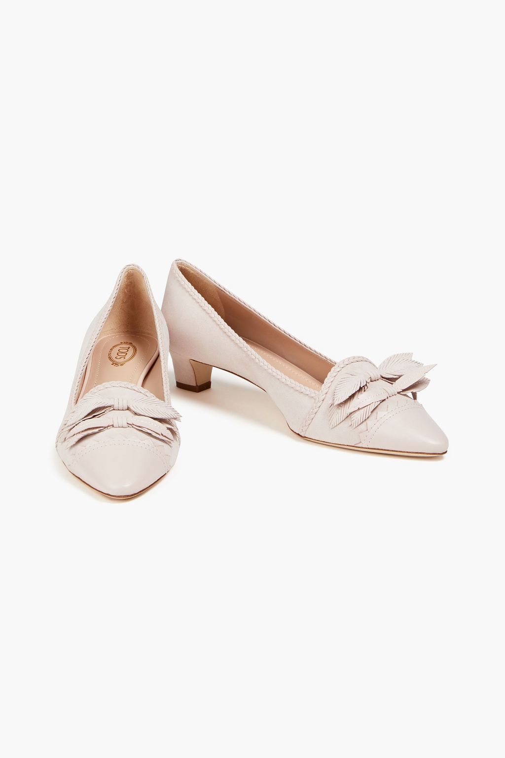 TOD'S حذاء بمب من الجلد والجلد السويدي بتصاميم مخيطة