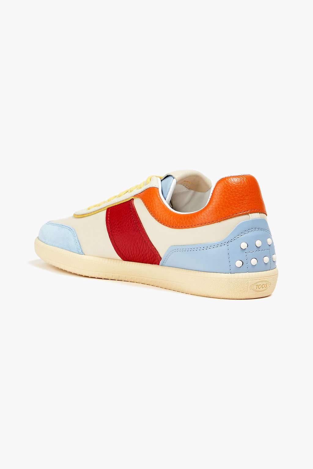 TOD'S スムース&テクスチャードレザー スニーカー スエードトリム