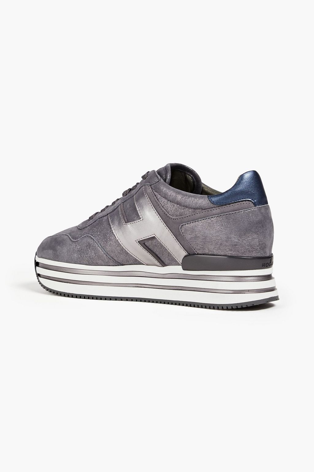 HOGAN H222 metallic textured-leather platform sneakers