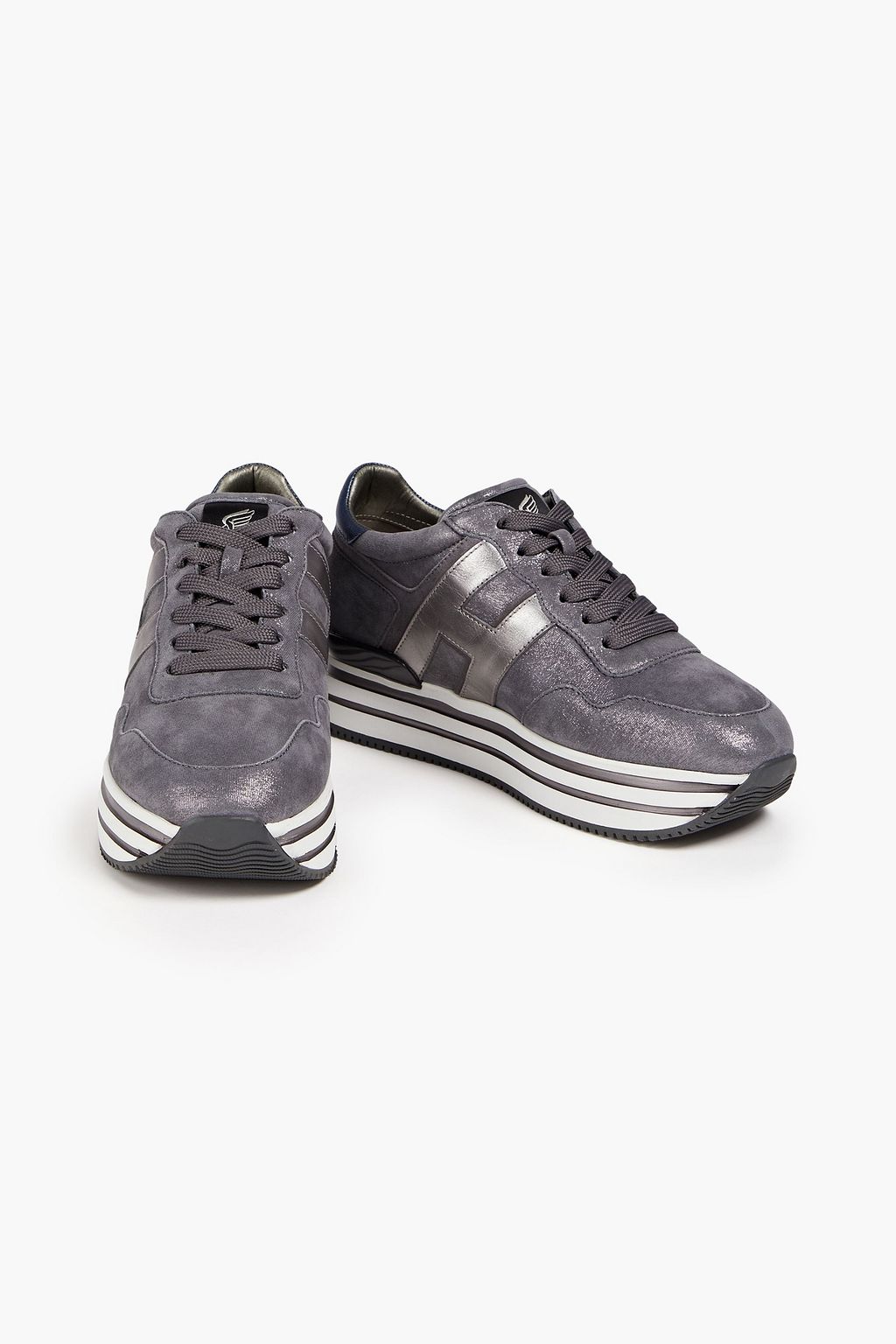 HOGAN H222 metallic textured-leather platform sneakers