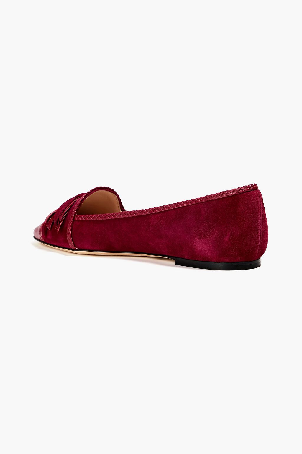 TOD'S リボン付き レザー&スエード ポインテッドトゥフラットシューズ