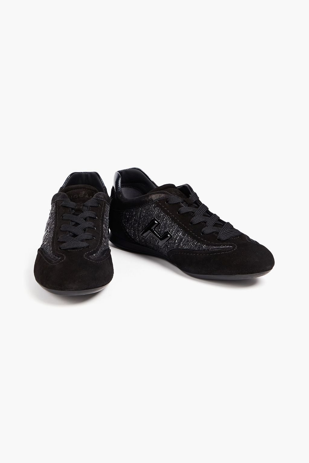 HOGAN Olympia tweed and suede sneakers