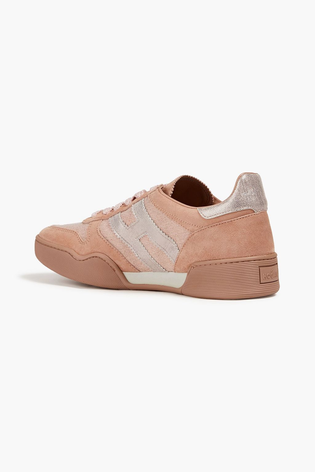 HOGAN Metallic suede and stretch-knit sneakers