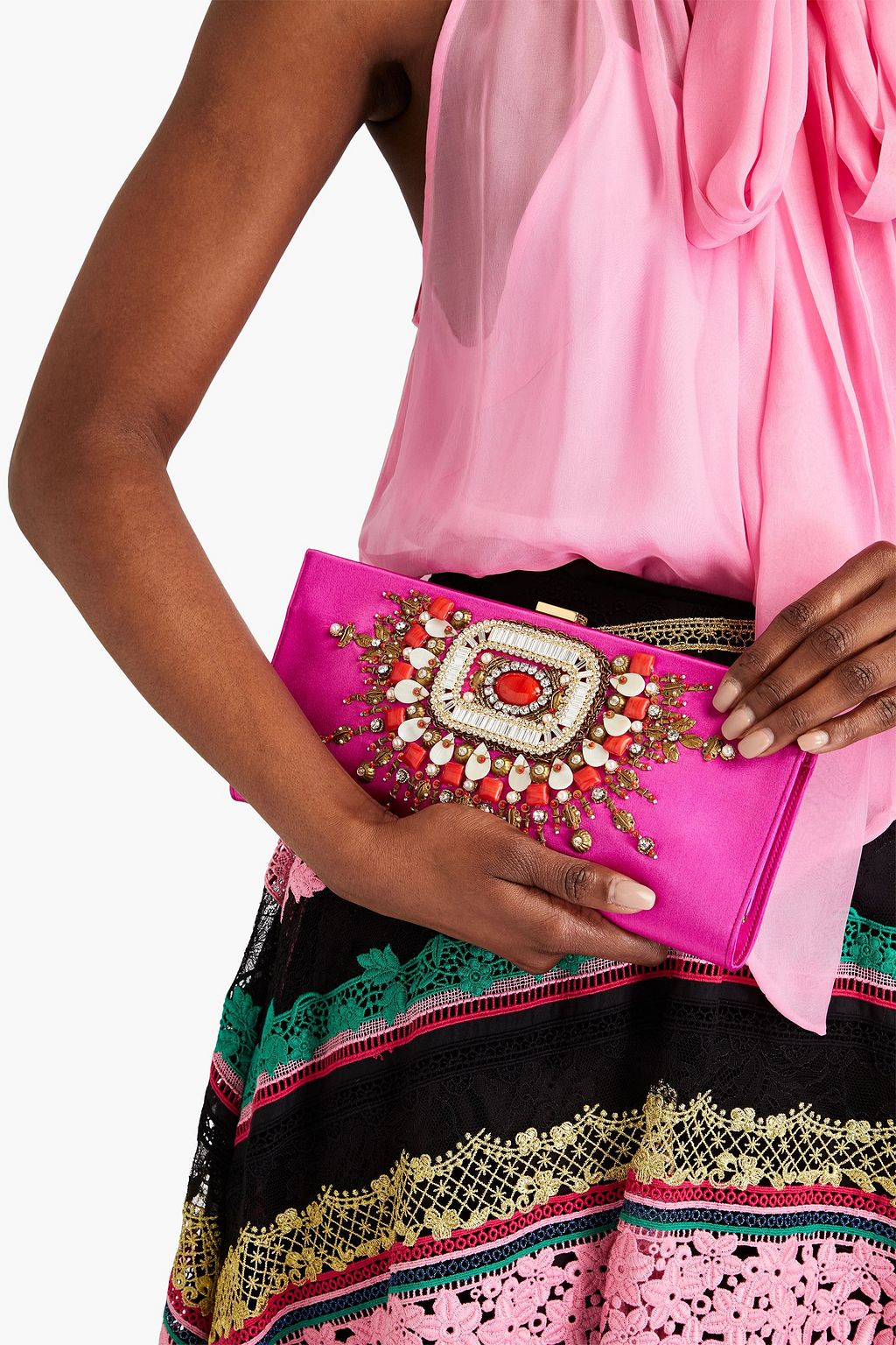 ROGER VIVIER Embellished satin clutch