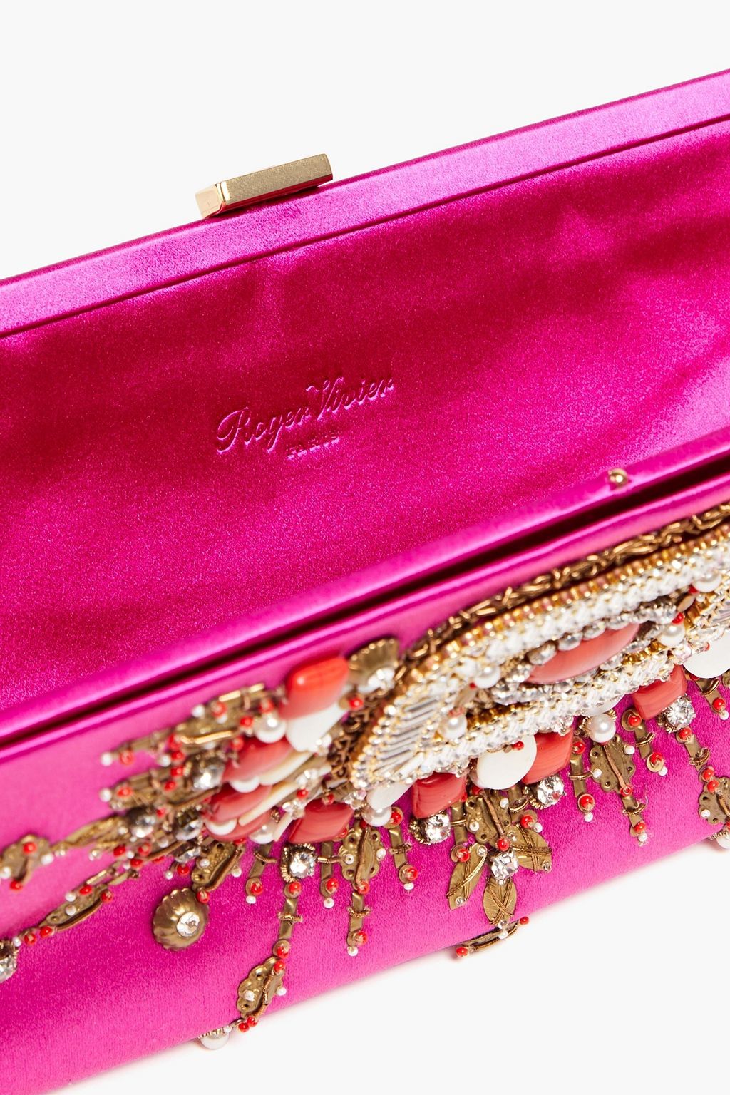 ROGER VIVIER Embellished satin clutch