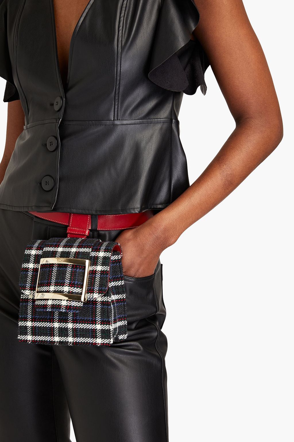 ROGER VIVIER Checked tweed belt bag