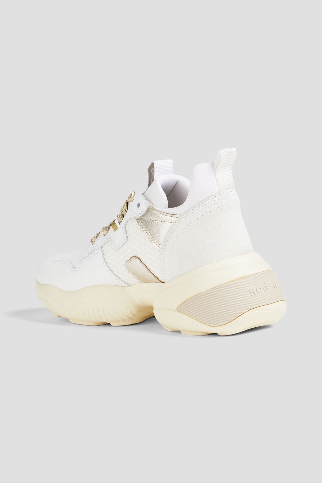 HOGAN Leather, neoprene and textured-knit sneakers