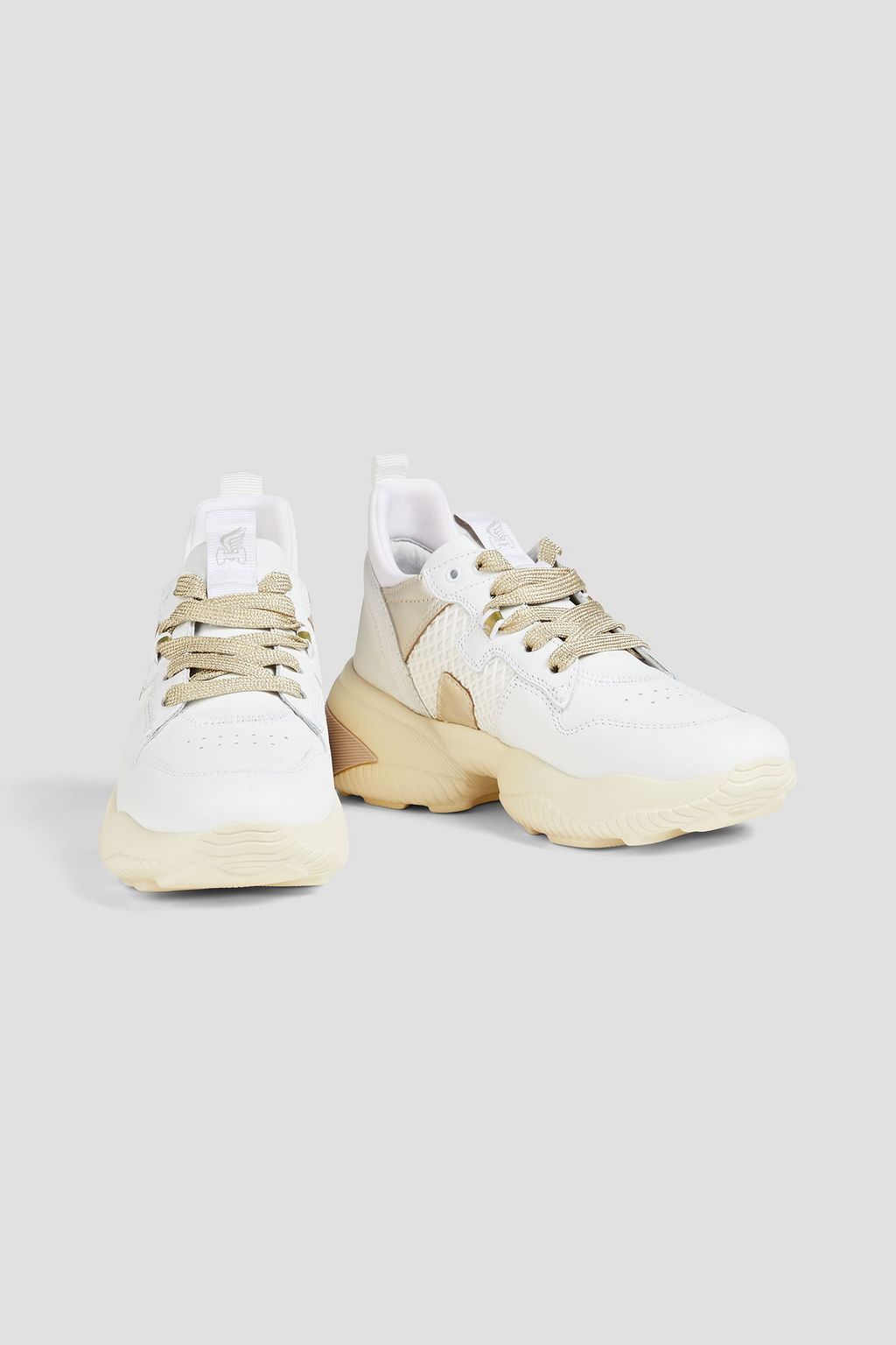 HOGAN Leather, neoprene and textured-knit sneakers