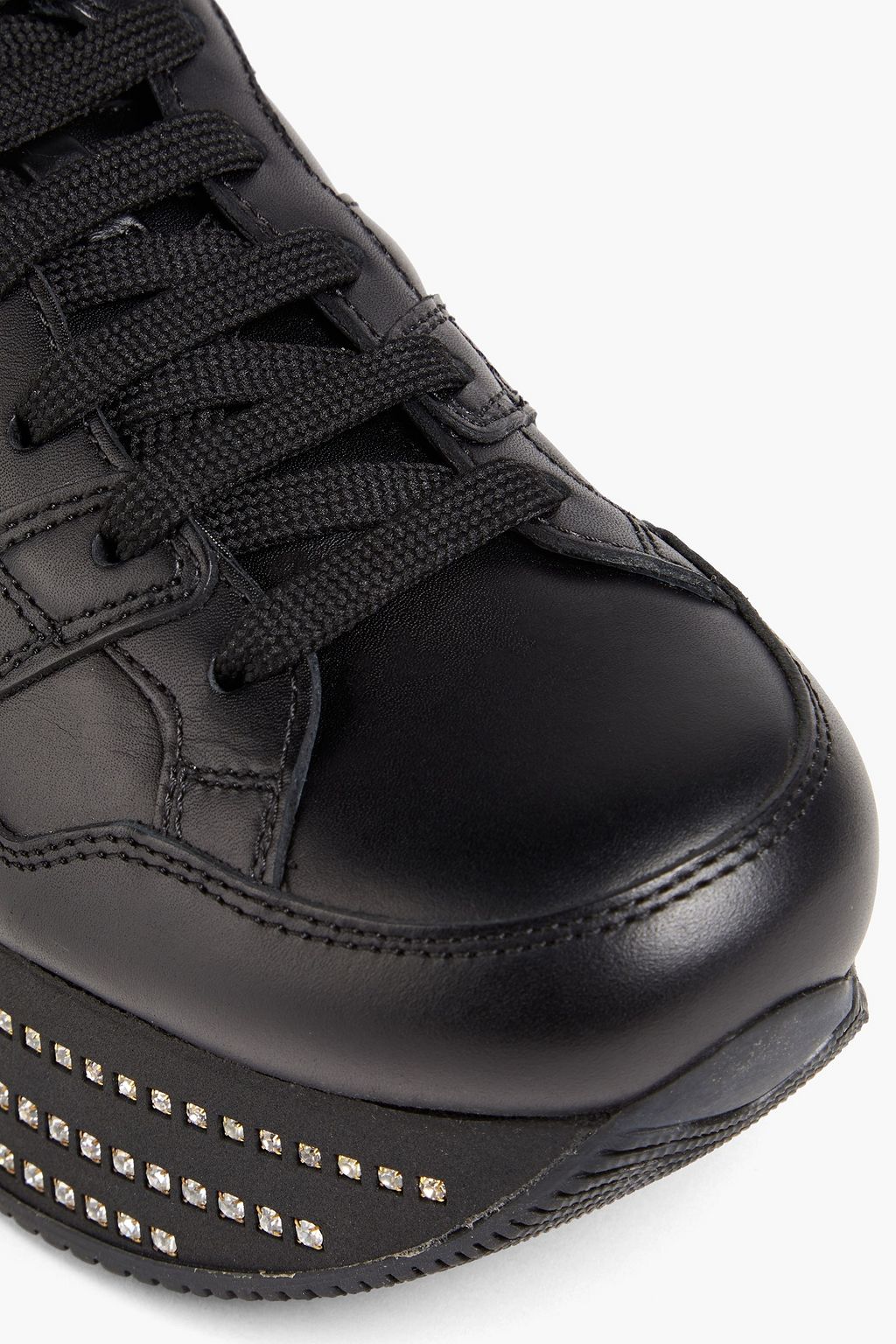 HOGAN Crystal-embellished leather platform sneakers