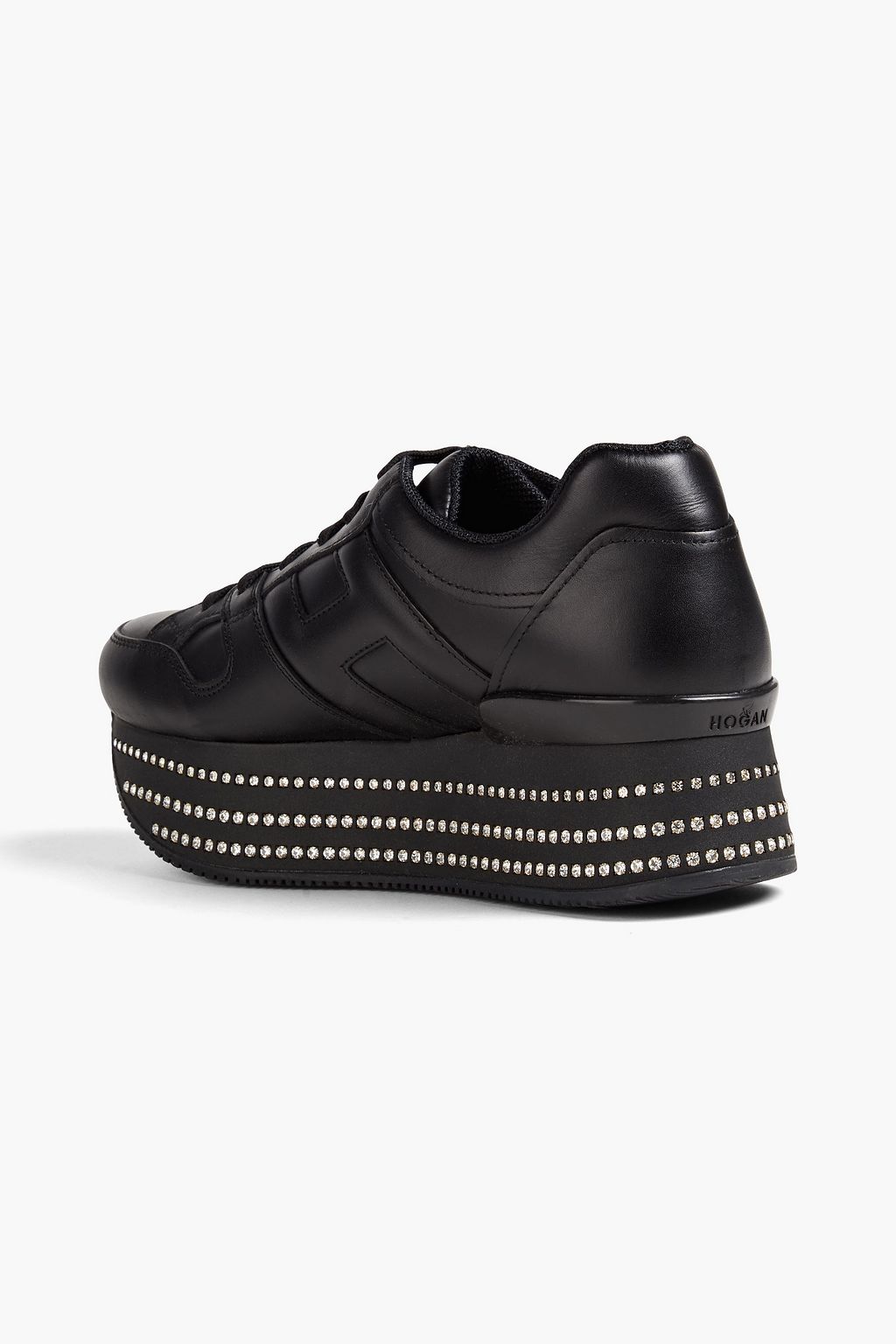 HOGAN Crystal-embellished leather platform sneakers