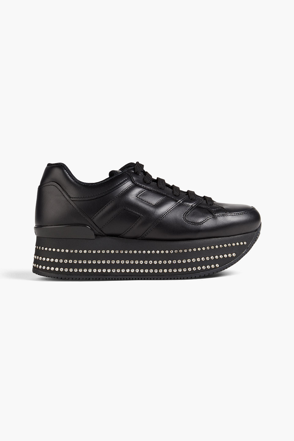 HOGAN CRYSTAL-EMBELLISHED LEATHER PLATFORM SNEAKERS