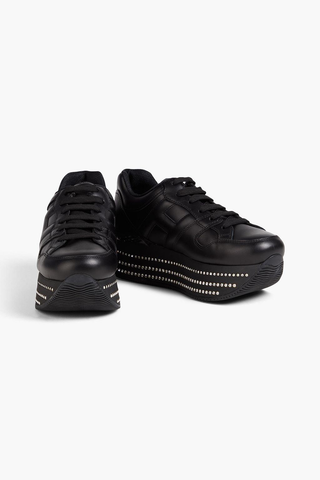 HOGAN Crystal-embellished leather platform sneakers