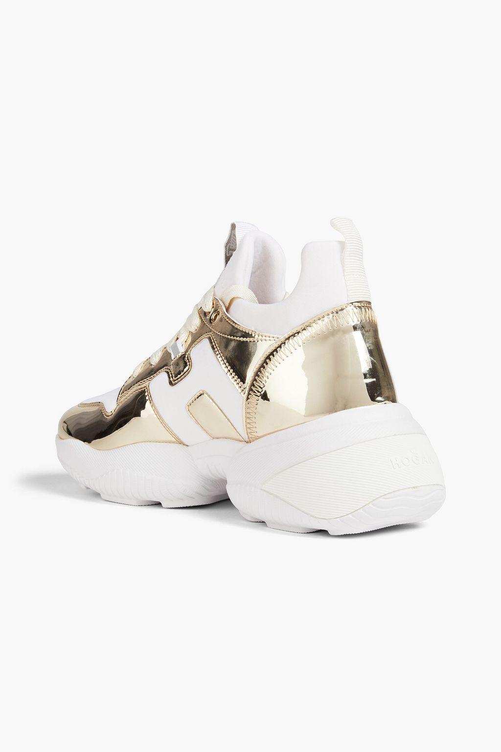 HOGAN Mirrored faux leather and neoprene sneakers