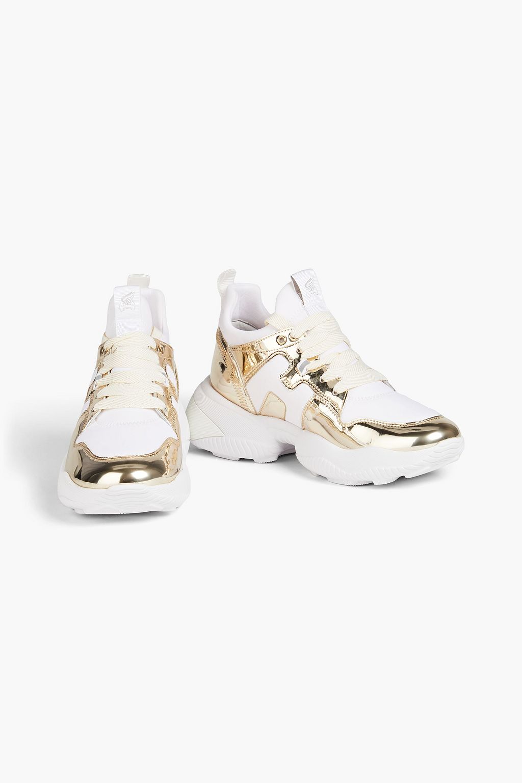 HOGAN Mirrored faux leather and neoprene sneakers
