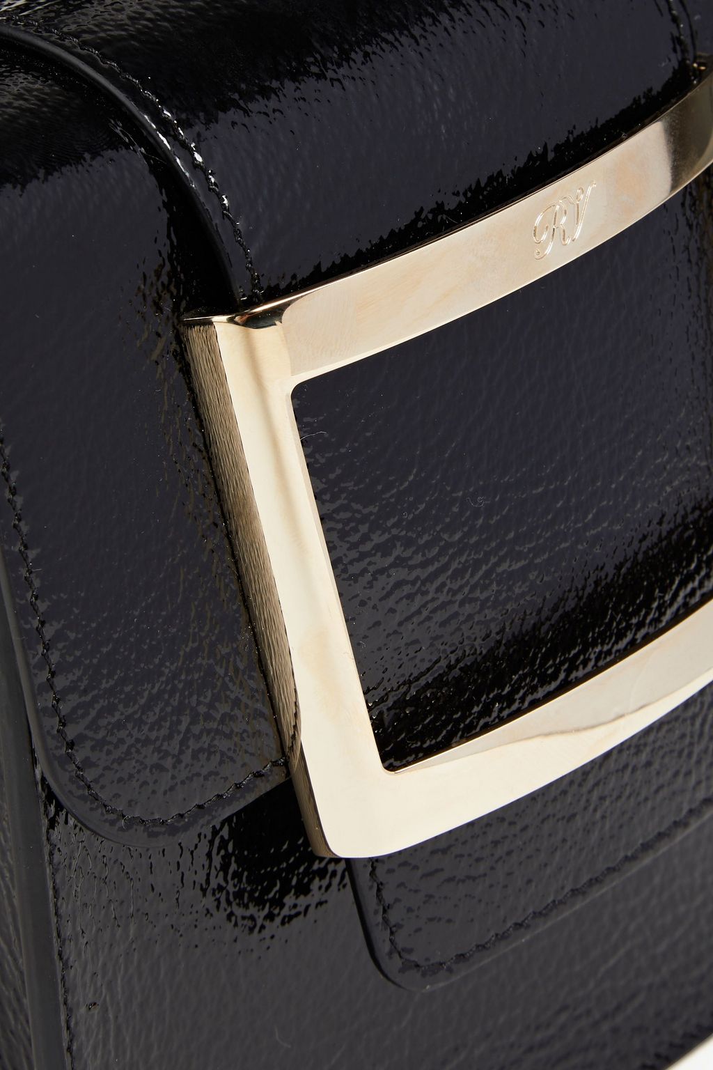 ROGER VIVIER Tres Vivier buckle-embellished textured patent-leather belt bag