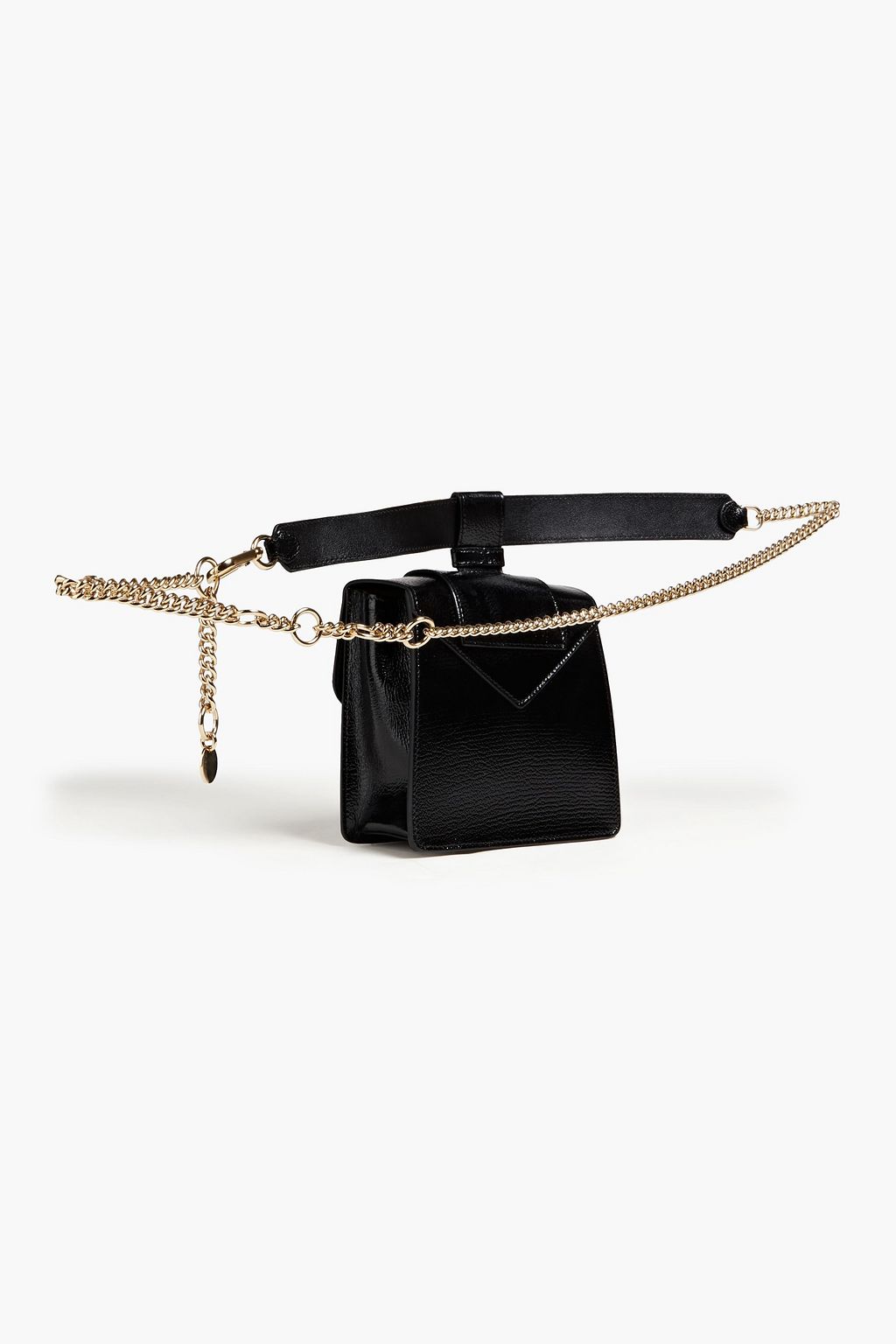 ROGER VIVIER Tres Vivier buckle-embellished textured patent-leather belt bag