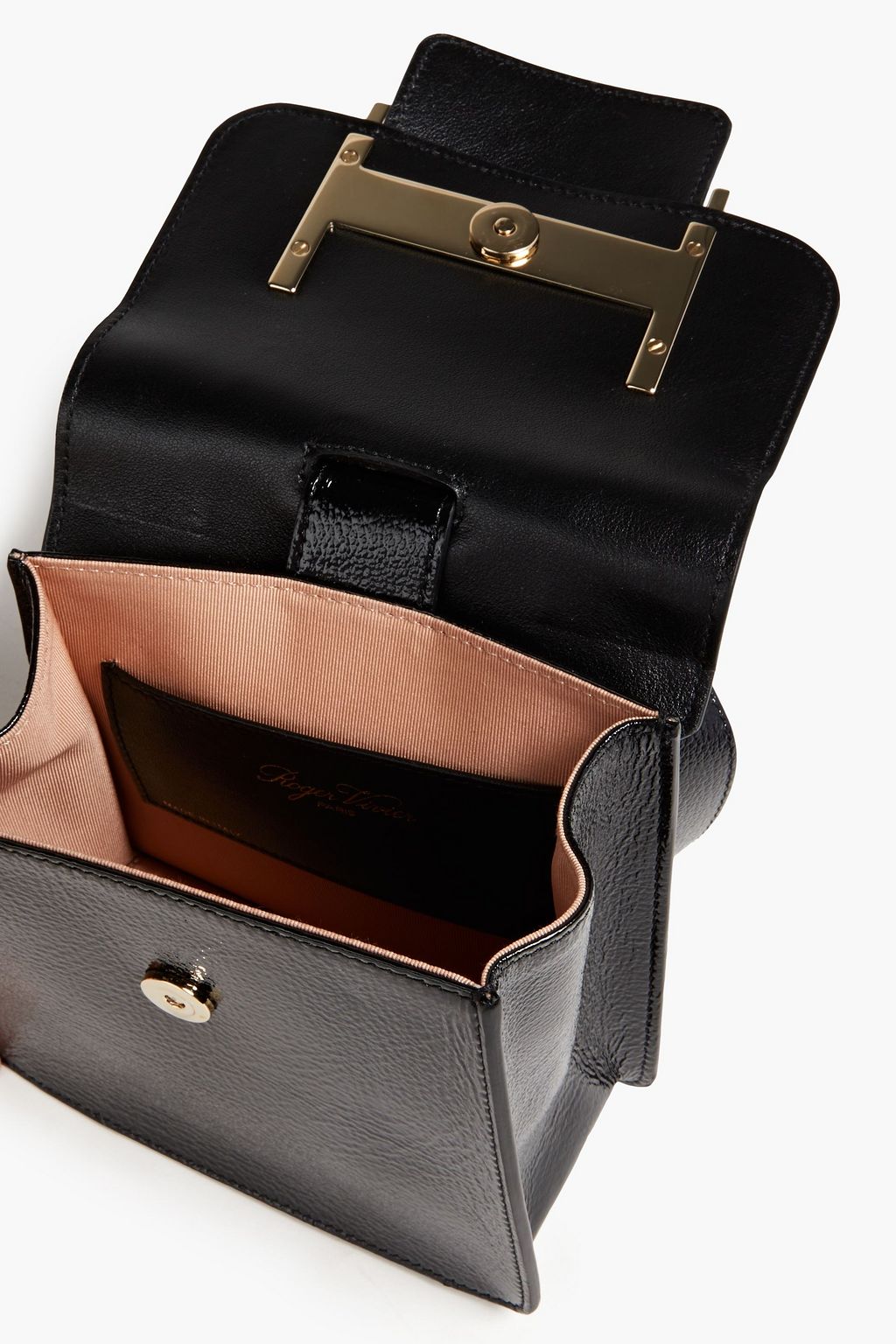 ROGER VIVIER Tres Vivier buckle-embellished textured patent-leather belt bag