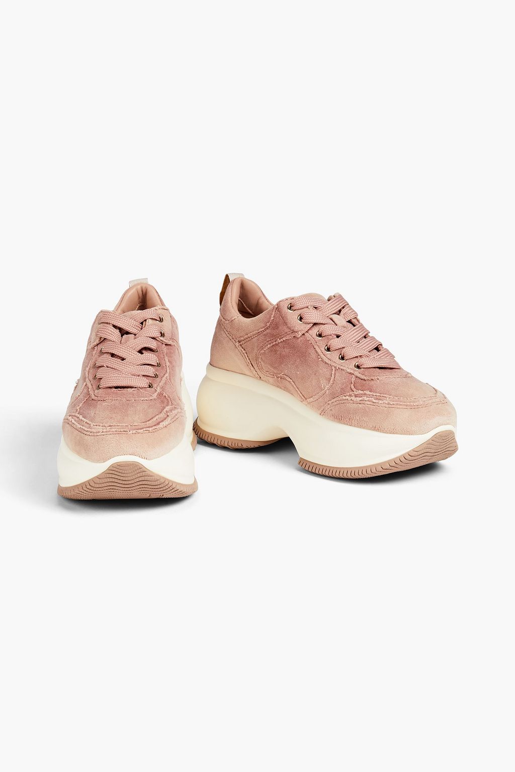 HOGAN Distressed velvet platform sneakers