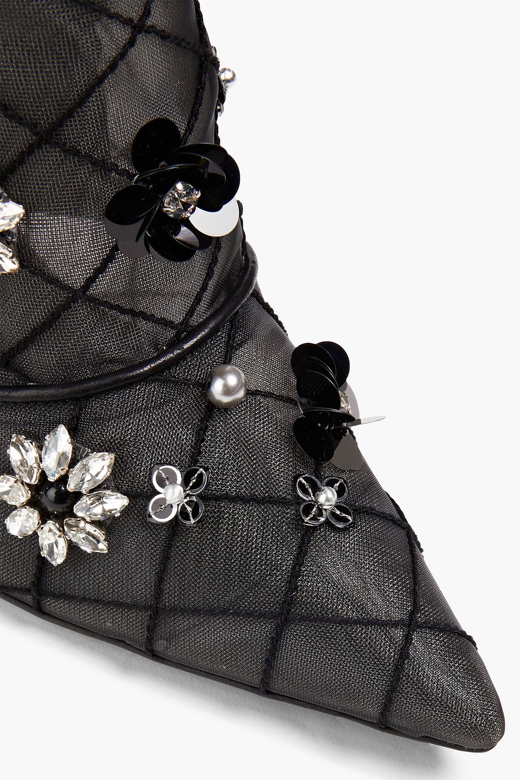 ROGER VIVIER حذاء بوت بطول الكاحل «سين فلاور» من الشبك مزين بزخارف
