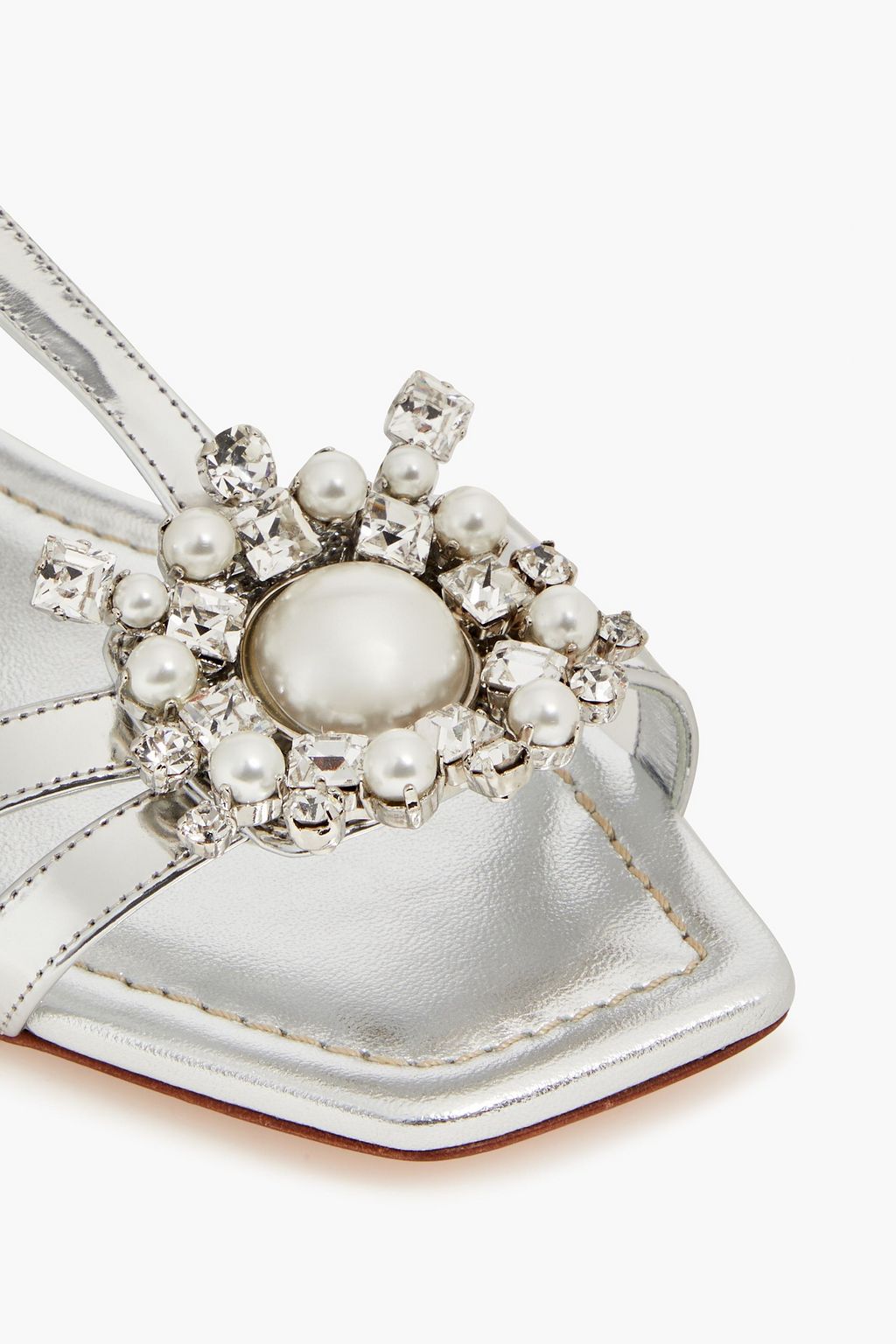 ROGER VIVIER Embellished mirrored-leather sandals