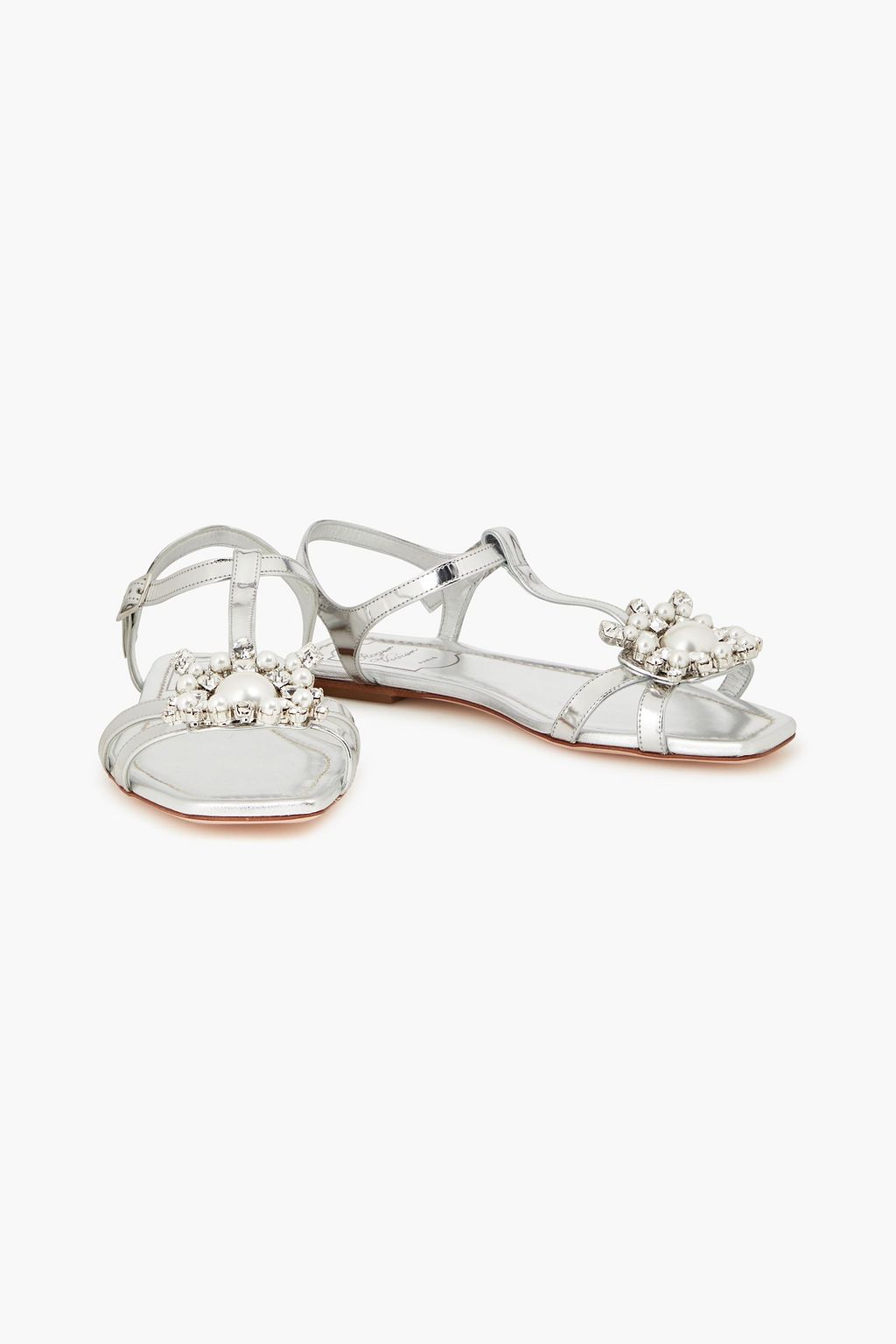 ROGER VIVIER Embellished mirrored-leather sandals
