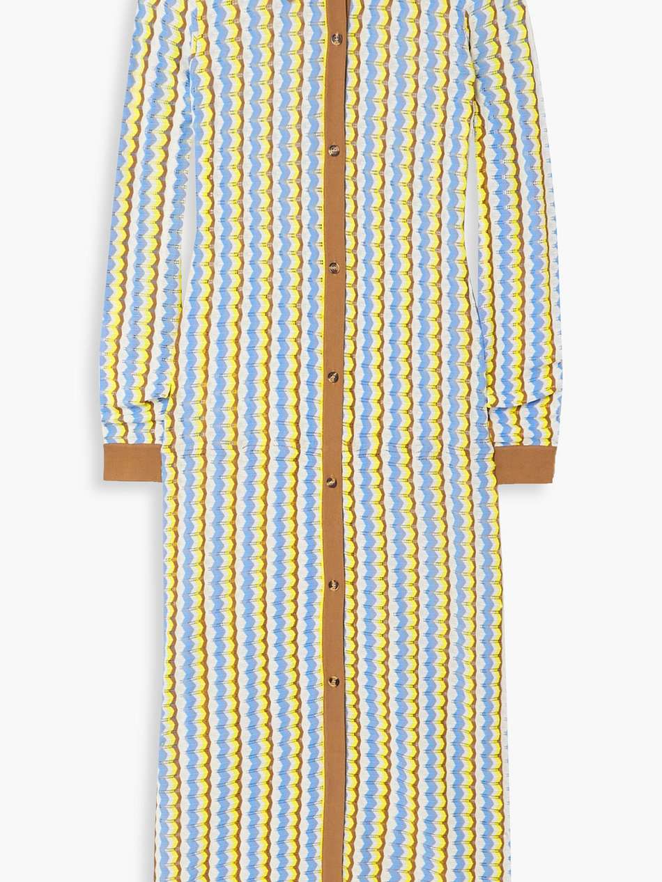 keshia striped pointelle-knit shirt dress