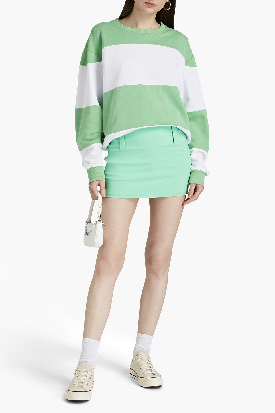 Rotate Birger Christensen Tally Contrast-stitch Mini Skirt In Mint